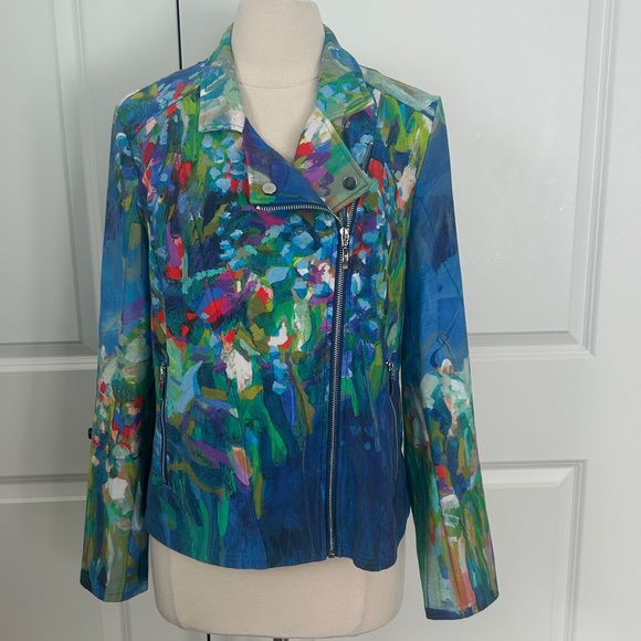 CLAIRE DESJARDINS size L Wearable Art Knit Moto Jacket - Picture 2 of 6